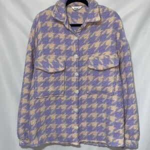 STORETS HANNAH HOUNDSTOOTH WO SIZE S/M WOOL BLEND SHIRT JACKET LILAC CREAM